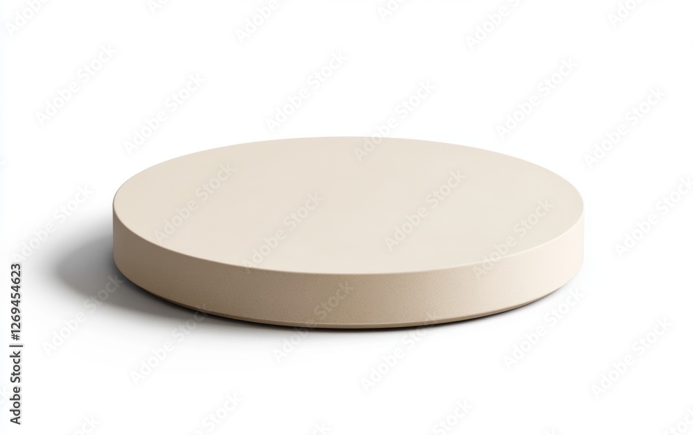 Beige circular display podium on white background (2)