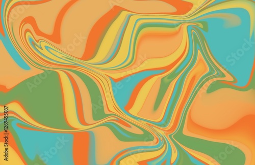 abstract seamless pattern with waves, orange blue and green marble abstract pattern ideal for design elements 