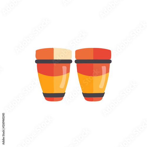 Bongos, 2D flat vector illustration, isolated on a white background.

