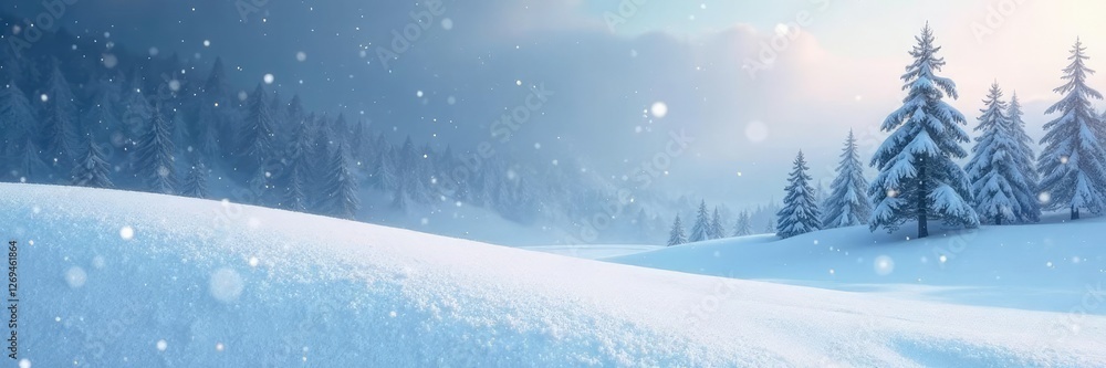 Snow drifts gently fall on a serene winter landscape, snow, winter landscape Snow drifts gently fall on a serene winter landscape, snow, winter landscape