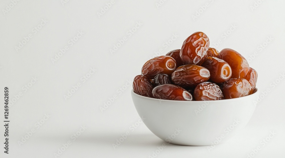 Obraz premium A bowl of plump dates, perfect for a healthy snack.