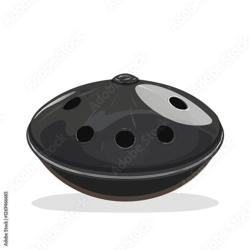 Handpan hang drum, 2D flat vector illustration, isolated on a white background.

