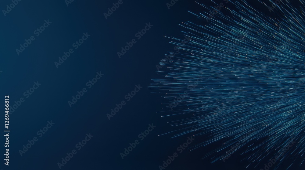 Obraz premium A vibrant blue background with dynamic streaks resembling rays or particles, creating a sense of movement and depth.