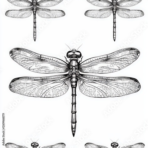 Minimalist Dragonfly Linear Design Patterns for Creative Projects