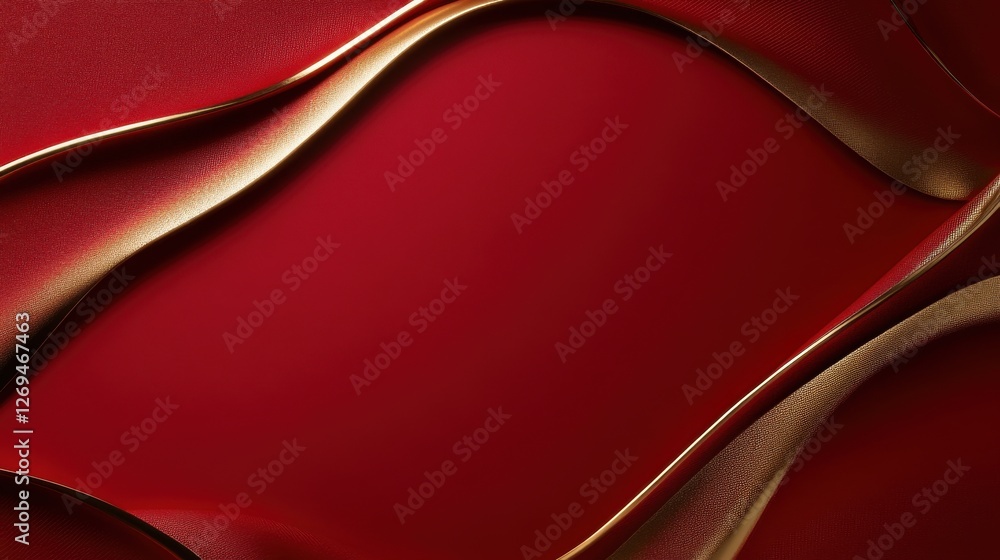 Fototapeta premium Luxurious Matte Red Background with Golden Shine, Sophisticated Design, Studio Setting, High-Quality Visual