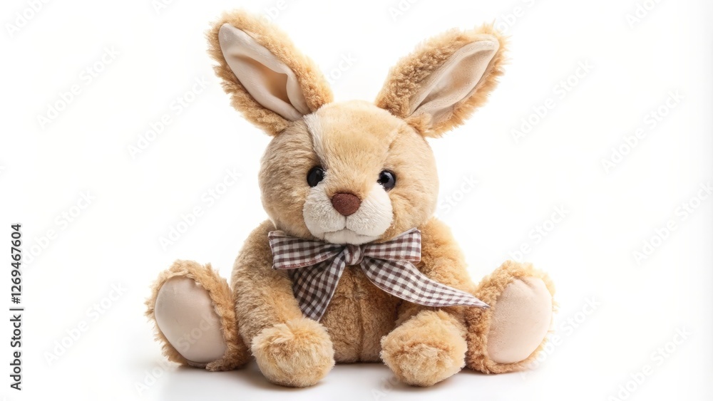 Obraz premium Plush Rabbit Toy, White Background