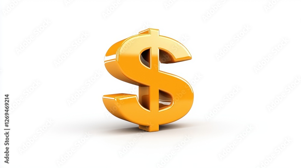 3D Golden Dollar Symbol on a Bright White Background for Financial and Investment Themes 3D Golden Dollar Symbol on a Bright White Background for Financial and Investment Themes