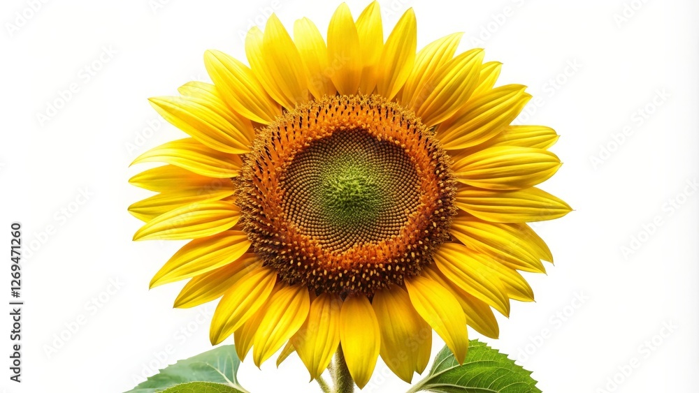 Naklejka premium Sunflower on White Background