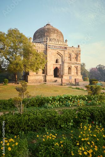 Shish  Gumbad tomb in Lodhi Garden in Delhi city, India