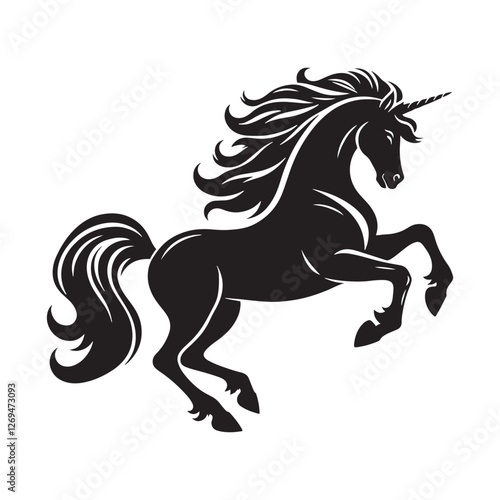 Legendary Unicorn silhouette, a timeless piece of fantasy - Unicorn illustration - Minimalist Unicorn vector - Mythical creature silhouette
