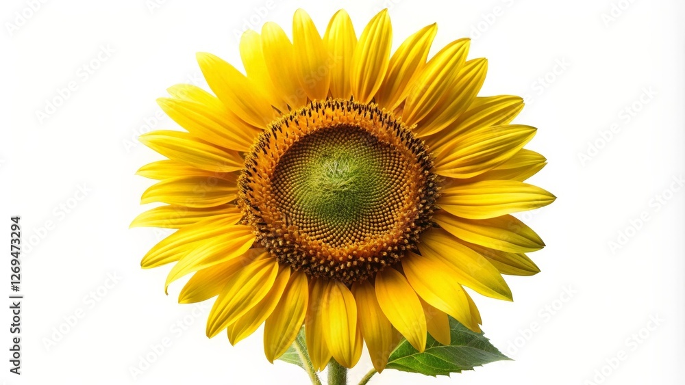 Fototapeta premium Single Sunflower on White Background