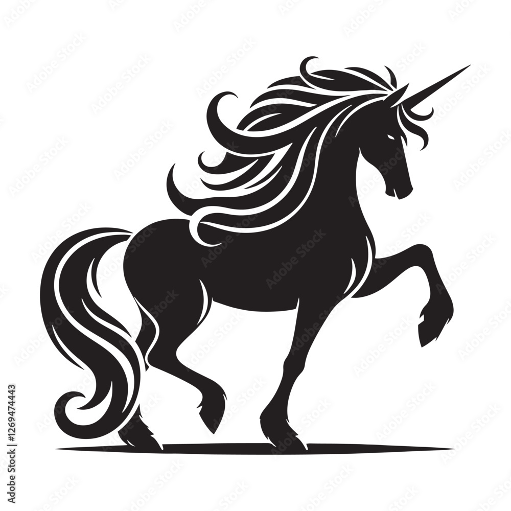 Unicorn silhouette, a vision of mythological splendor - Unicorn illustration - Minimalist Unicorn vector - Mythical creature silhouette
Unicorn silhouette, a vision of mythological splendor - Unicorn illustration - Minimalist Unicorn vector - Mythical creature silhouette