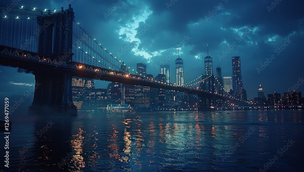 Fototapeta premium Brooklyn Bridge Night Lights