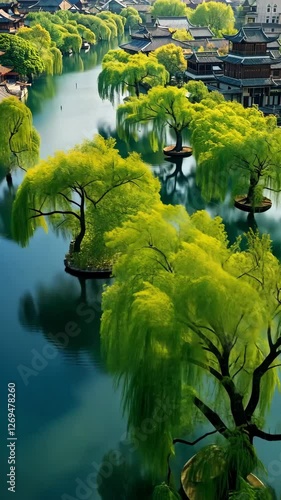 4K江南水乡古镇小桥流水人家竖版