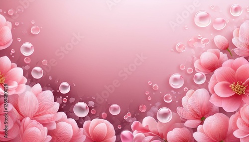 pink floral vector background with bubbles for valentine s day card design