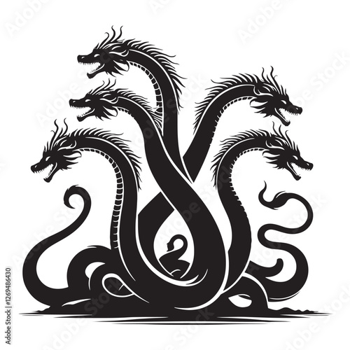 black hydra creature graphic clip art preview