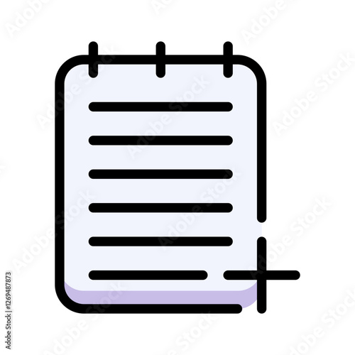 Notepad Icon - Plus Sign - New Note or Addition - Create, add, memo, write, record, document, task, list, new, paper icons