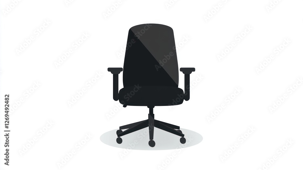 Black office chair, wheels, simple background, workspace design Black office chair, wheels, simple background, workspace design