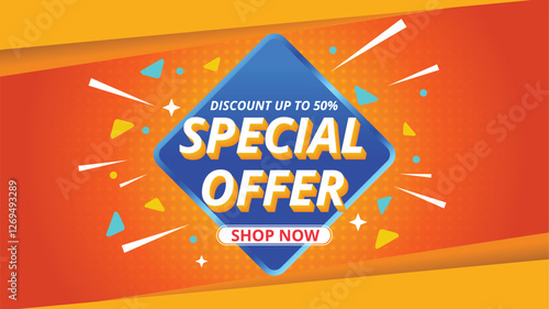 special offer banner background vector with eye catching orange color
