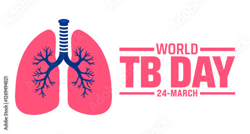 World TB Day background banner or poster design template. observed every year in March. Holiday concept. Use to any Template, card, poster, placard, template.