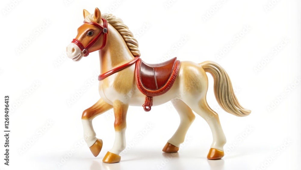 Toy Horse, Saddle, White Background Toy Horse, Saddle, White Background