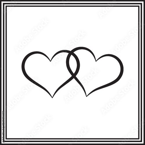 Elegant black and white  hearts silhouette