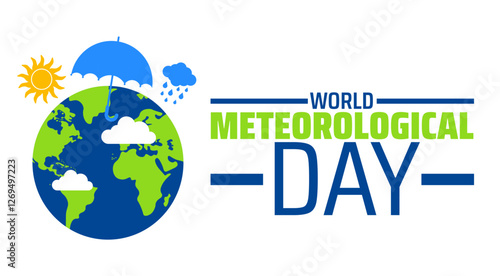 World Meteorological Day background banner or poster design template. observed every year in March. Holiday concept. Use to any Template, card, poster, placard, template.