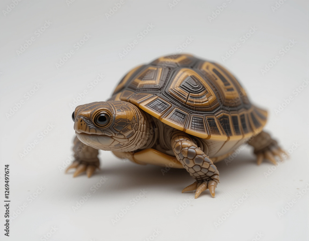 Obraz premium Baby Tortoise Walking Slowly with a Tiny, Detailed Shell 