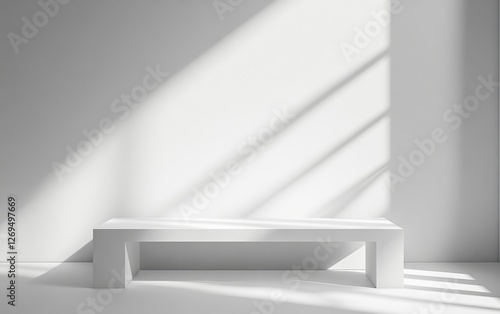 Wallpaper Mural Modern white bench in sunlit minimalist room Torontodigital.ca