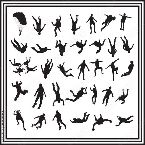 Diverse Skydiving Silhouette Collection for Sports, Action, and Adventure