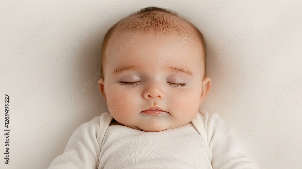 A peaceful baby sleeps soundly, showcasing innocence and tranquility in a soft, natural setting. A peaceful baby sleeps soundly, showcasing innocence and tranquility in a soft, natural setting.