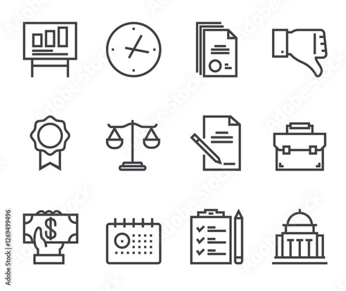 Politics elections line isolated icon set. Vector flat cartoon graphic design illustration