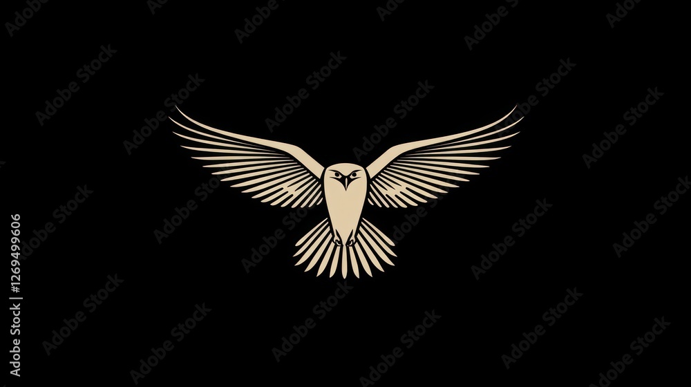 Naklejka premium Bird of Prey in Flight Against Black Background. Graphic Design Element. Possible Use Logo Design or Print Media