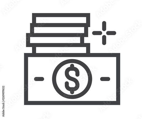 Money budget deposit loan transaction line isolated icon. Vector flat cartoon graphic design