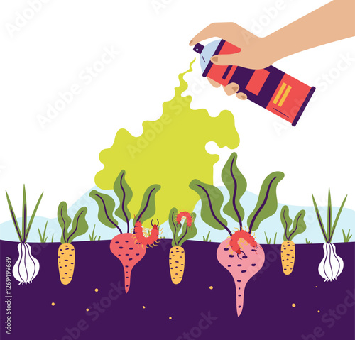 Pest control plant insect parasite insecticide isolated concept. Vector graphic design illustration