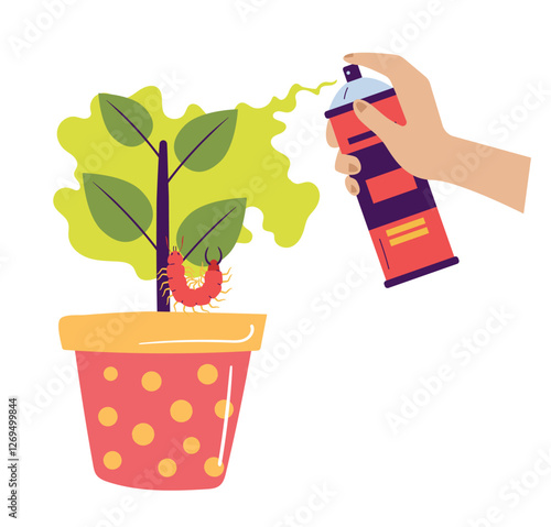 Pest control plant insect parasite insecticide isolated concept. Vector graphic design illustration