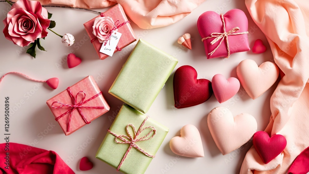 Valentine's Day Gift Arrangement Romantic Presents and Hearts Valentine's Day Gift Arrangement Romantic Presents and Hearts