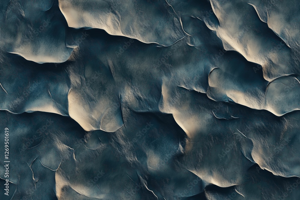 Fototapeta premium Seamless Shimmerstone textured surface resembling abstract waves or folds, with a dark color palette and subtle highlights, creating a sense of depth and dimension.