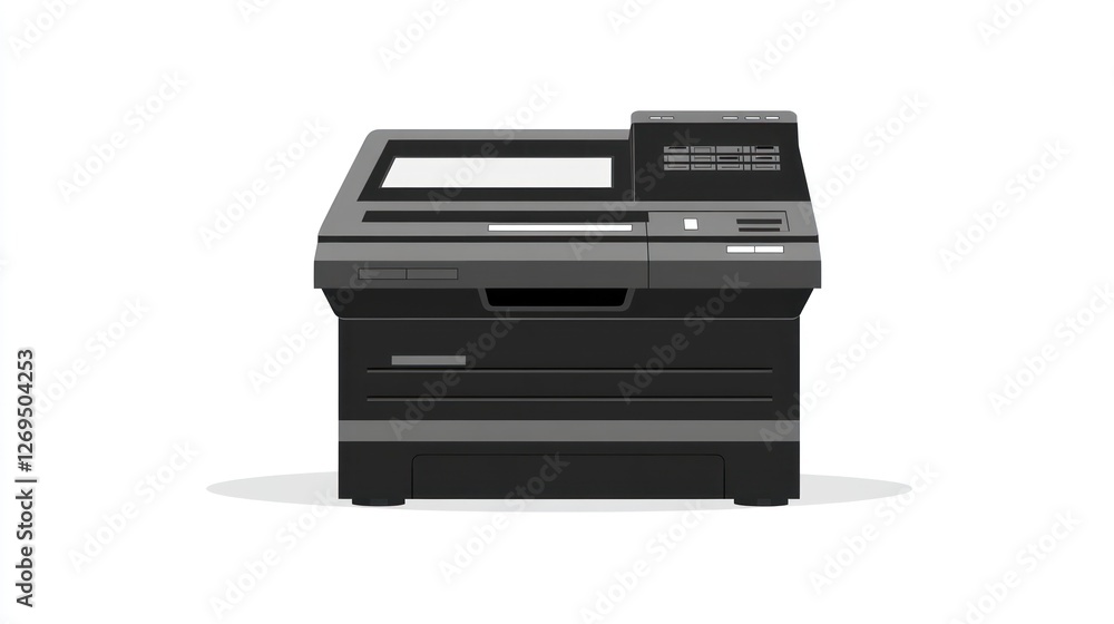 Office printer, document printing, white background, workflow Office printer, document printing, white background, workflow