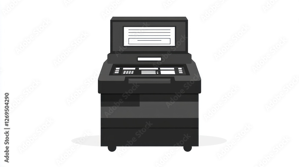 Office copier, printing document, white background, workflow Office copier, printing document, white background, workflow