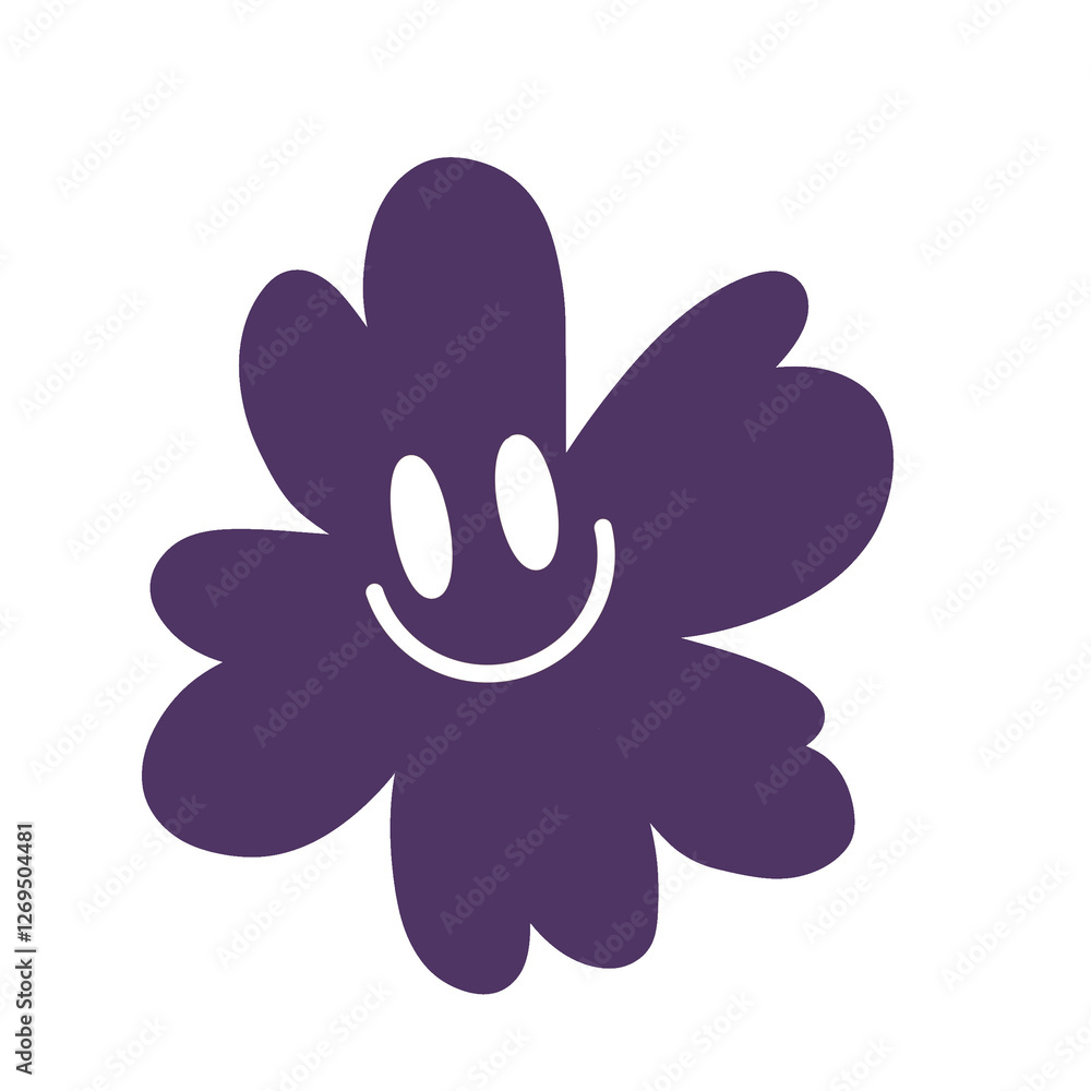 PURPLE SMILE FLOWER ICON ELEMENT PURPLE SMILE FLOWER ICON ELEMENT