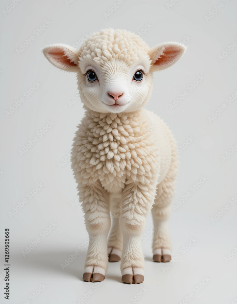 Baby Lamb Standing with Soft Wool and Big Gentle Eyes Baby Lamb Standing with Soft Wool and Big Gentle Eyes