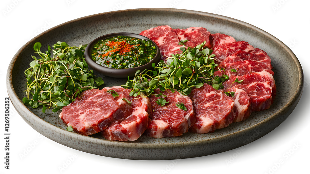 Realistic Ultra Detailed Mouthwatering Deli Meat Platter with Fresh Herbs and Sauce Realistic Ultra Detailed Mouthwatering Deli Meat Platter with Fresh Herbs and Sauce