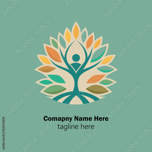abstract tree yoga logo design
