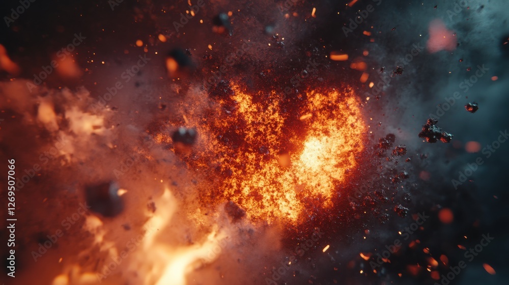 Fire explosion with a focus on intricate details and vibrant tones, emphasizing depth and contrast Fire explosion with a focus on intricate details and vibrant tones, emphasizing depth and contrast