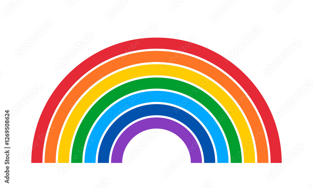 Obraz premium rainbow arc abstract geometric background, seven colors parallel lines