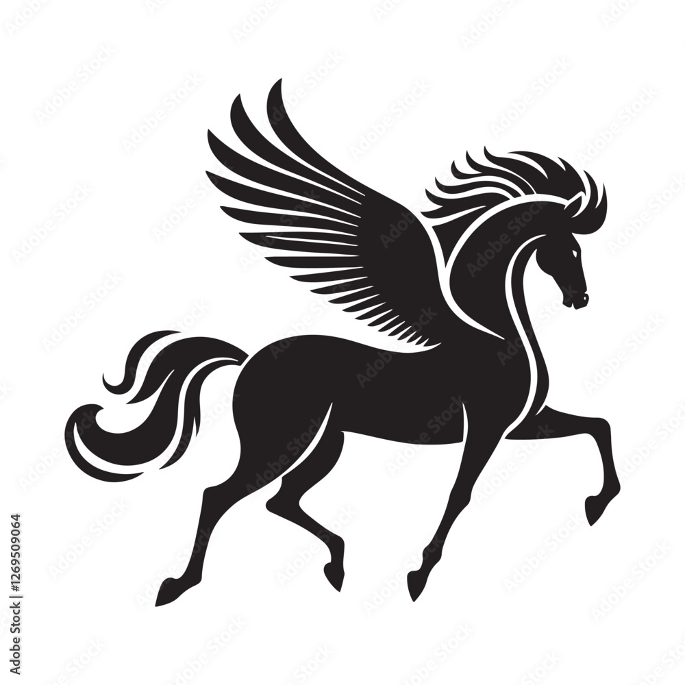 Radiant Pegasus silhouette, a winged legend of the skies - Pegasus illustration - Minimalist Pegasus vector - Mythical creature silhouette
Radiant Pegasus silhouette, a winged legend of the skies - Pegasus illustration - Minimalist Pegasus vector - Mythical creature silhouette