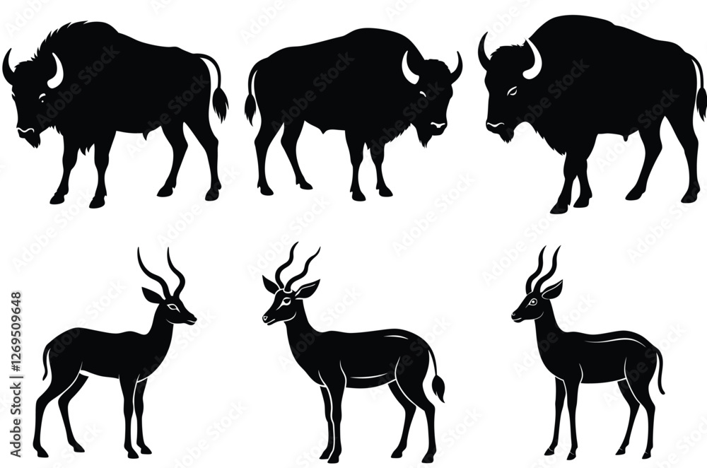 set of animal illustrations. Black designs on a white background. Modern abstract vector set of animal illustrations. Black designs on a white background. Modern abstract vector