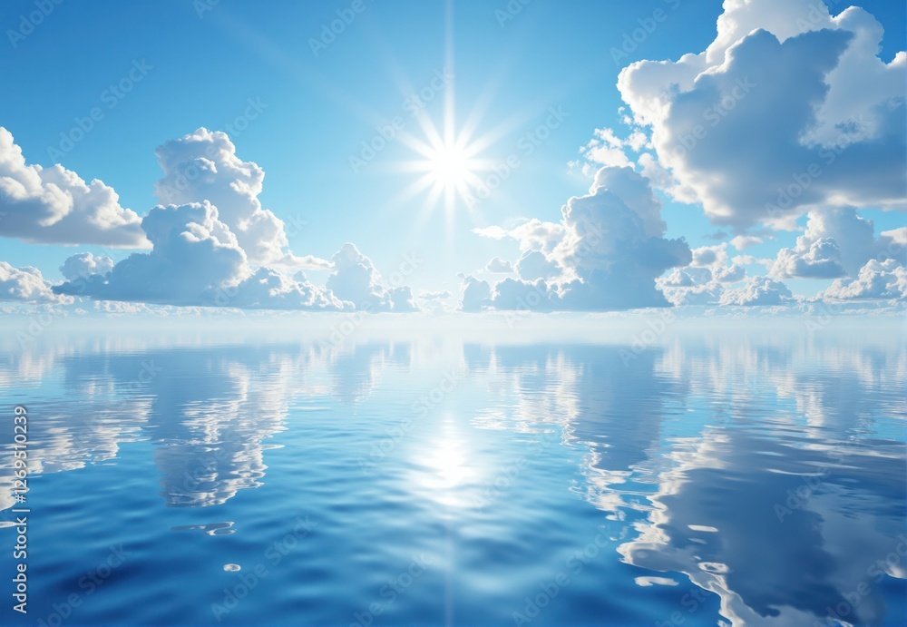 Fototapeta premium An Ocean Reflection of Sun and Clouds