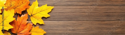 Wallpaper Mural Autumn leaves on wooden background, nature backdrop, thanksgiving, fall decor,  poster Torontodigital.ca